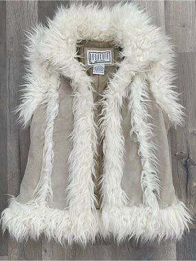 Vintage Suede Faux Fur Vest Boho Western